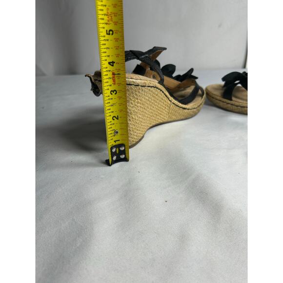 BOC Born O Concept Womens Size 8 Shoes Black Floral Slingback Wedge Sandal - Picture 4 of 15